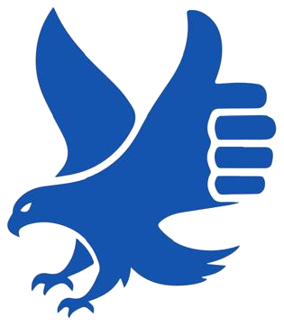 Logo Lista Sì: aquila blu con pollice in su